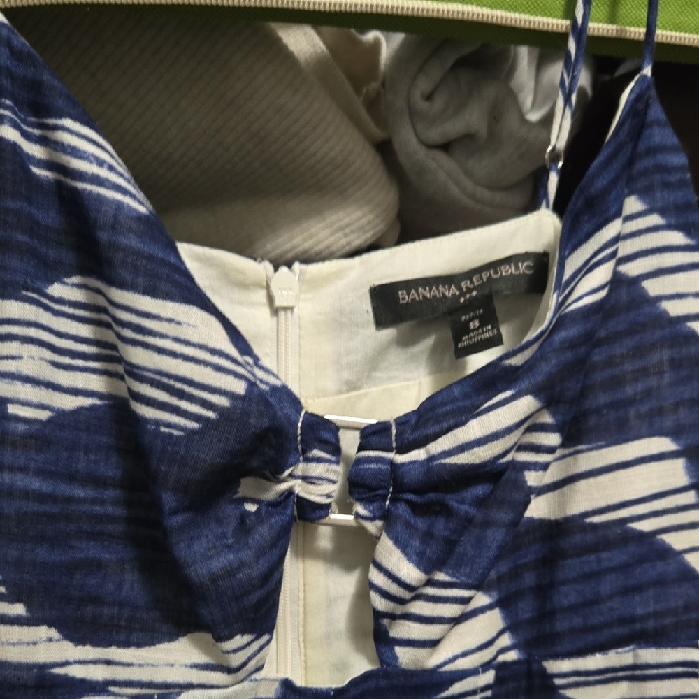 Banana Republic Navy and White Patterned Dress